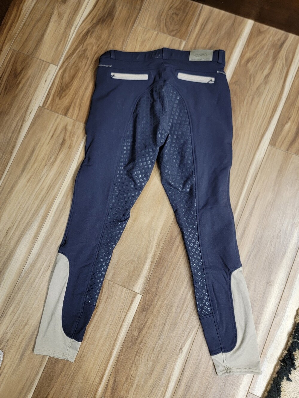 Qhp Bliss Navy Silicone Full Seat Riding  Breeches L, 30, 42 euro